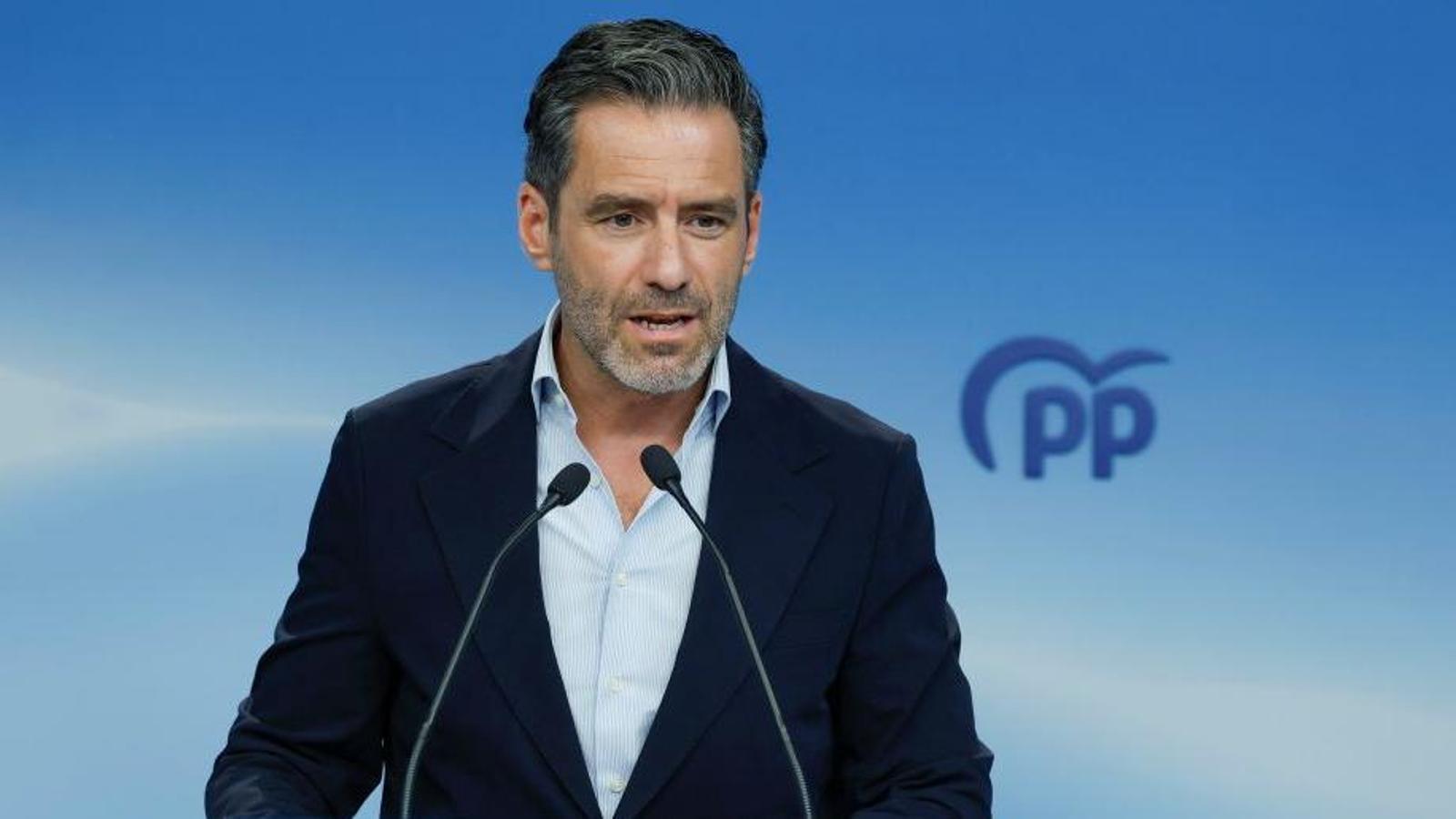 The spokesperson for the Popular Party, Borja Sémper, during the press conference after the party's Directorate Committee, on June 29, 2026.
