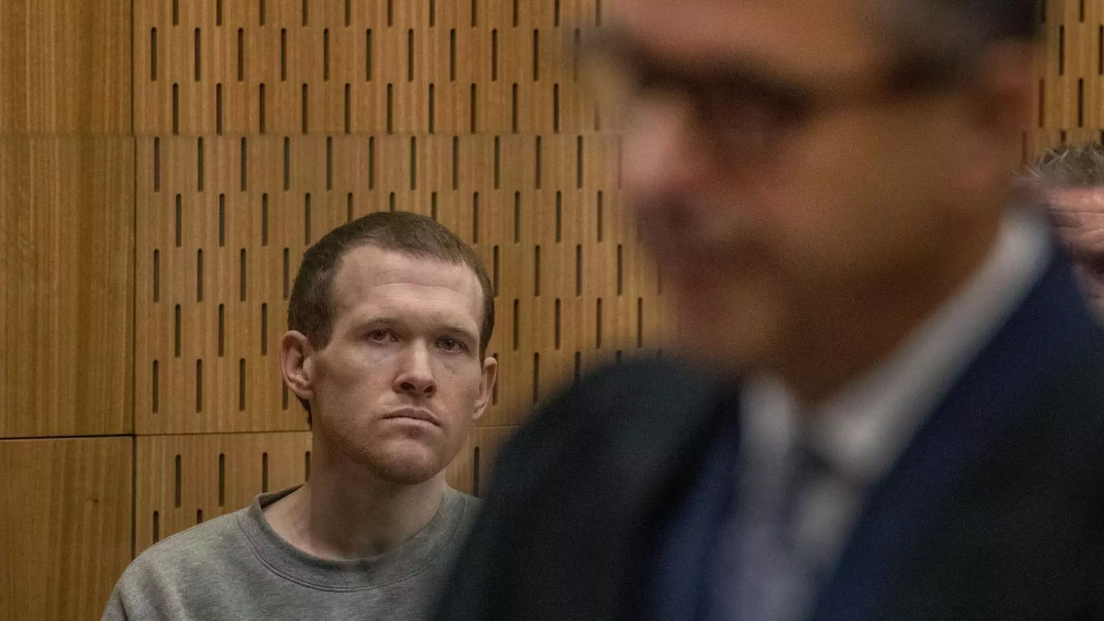 L'australià Brento Tarrant, en el moment de conèixer la sentència, aquest dijous, al Tribunal Superior de Justícia de Chirstchurch, a Nova Zelanda