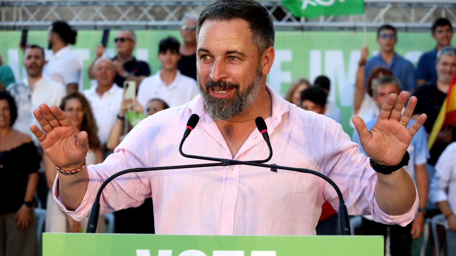 El líder de Vox Santiago Abascal en un acto electoral en Palma.