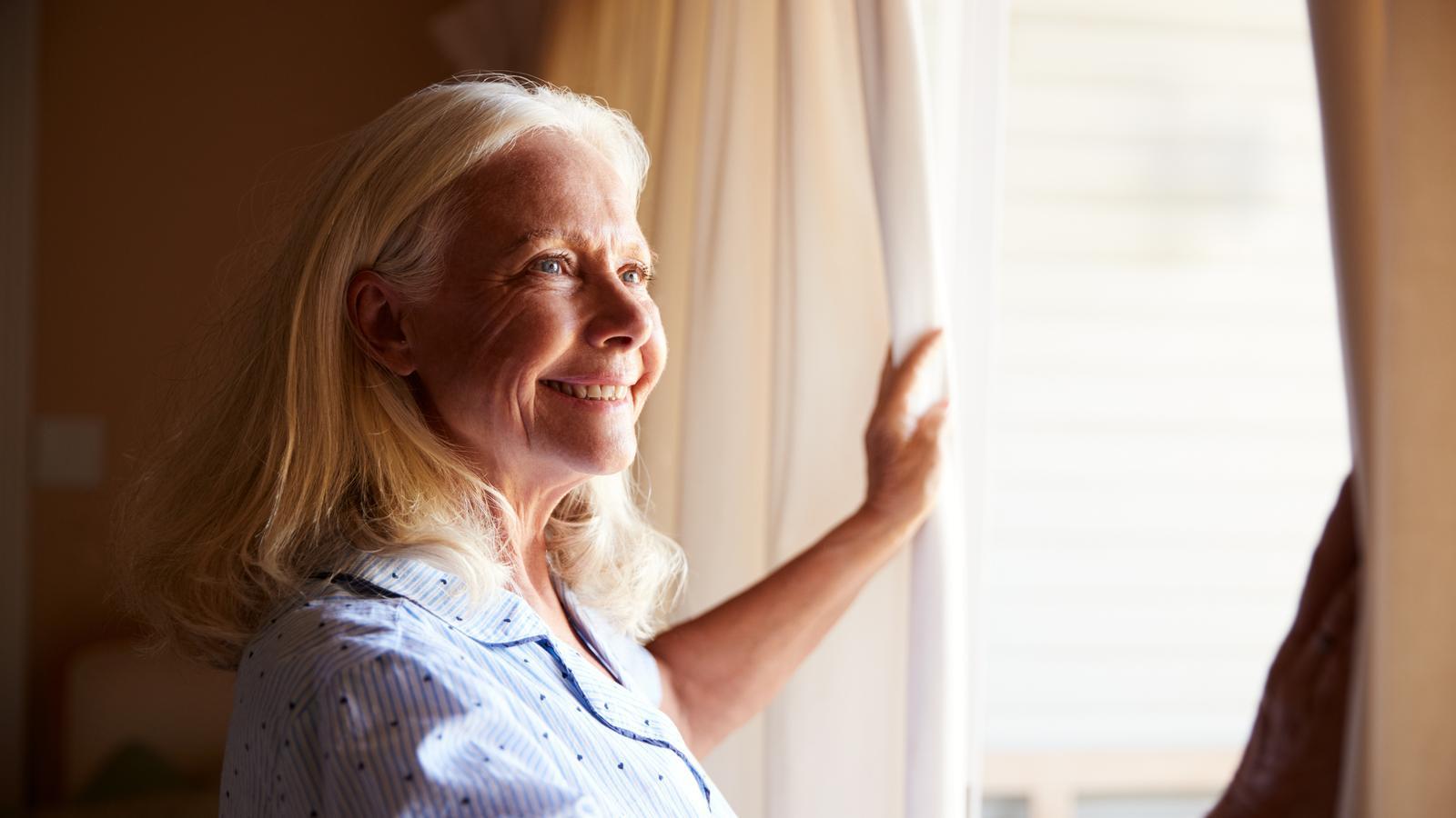 An older woman with gray hair
