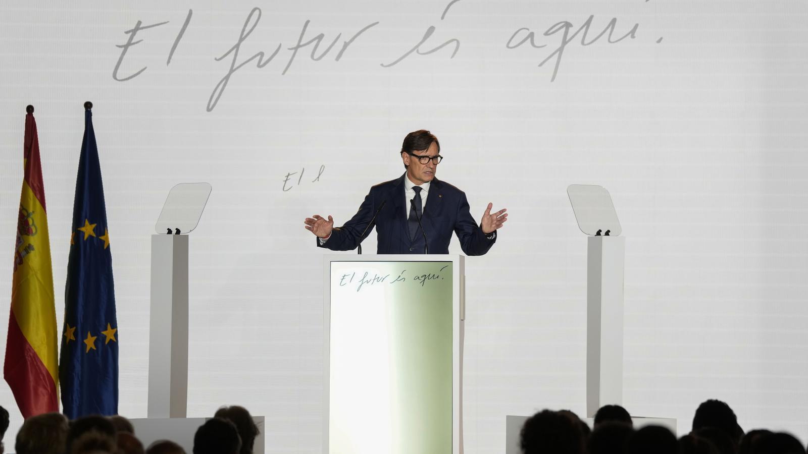 Salvador Illa el 14 de septiembre durante el discurso en el que explicó el nuevo plan del gobierno en materia de educación.
