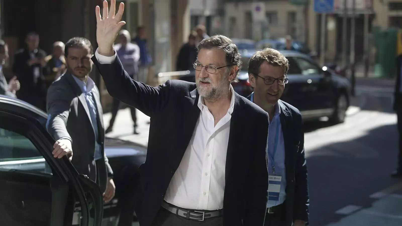 El president del govern en funcions i líder del PP, Mariano Rajoy, ahir a Pontevedra, la seva ciutat.