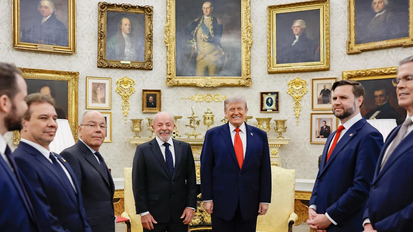 El presidente de Brasil, Luiz Inácio Lula da Silva, y el presidente de los EE. UU., Donald Trump, en la Casa Blanca.