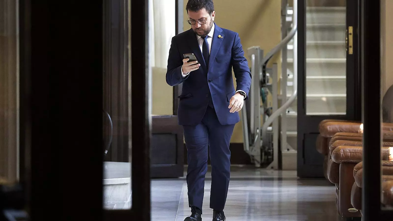 El president Pere Aragonès ahir al Parlament.