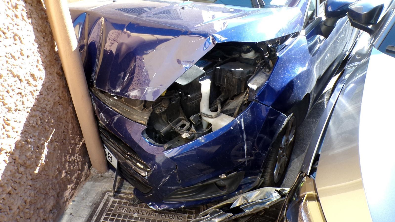 One of the cars involved in the accident
