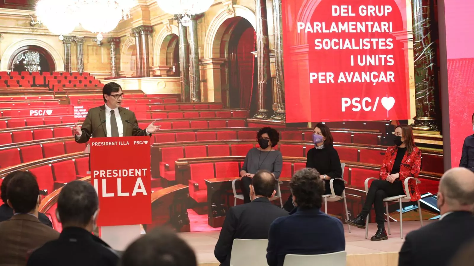 Salvador Illa en la primera reunió del grup parlamentari del PSC