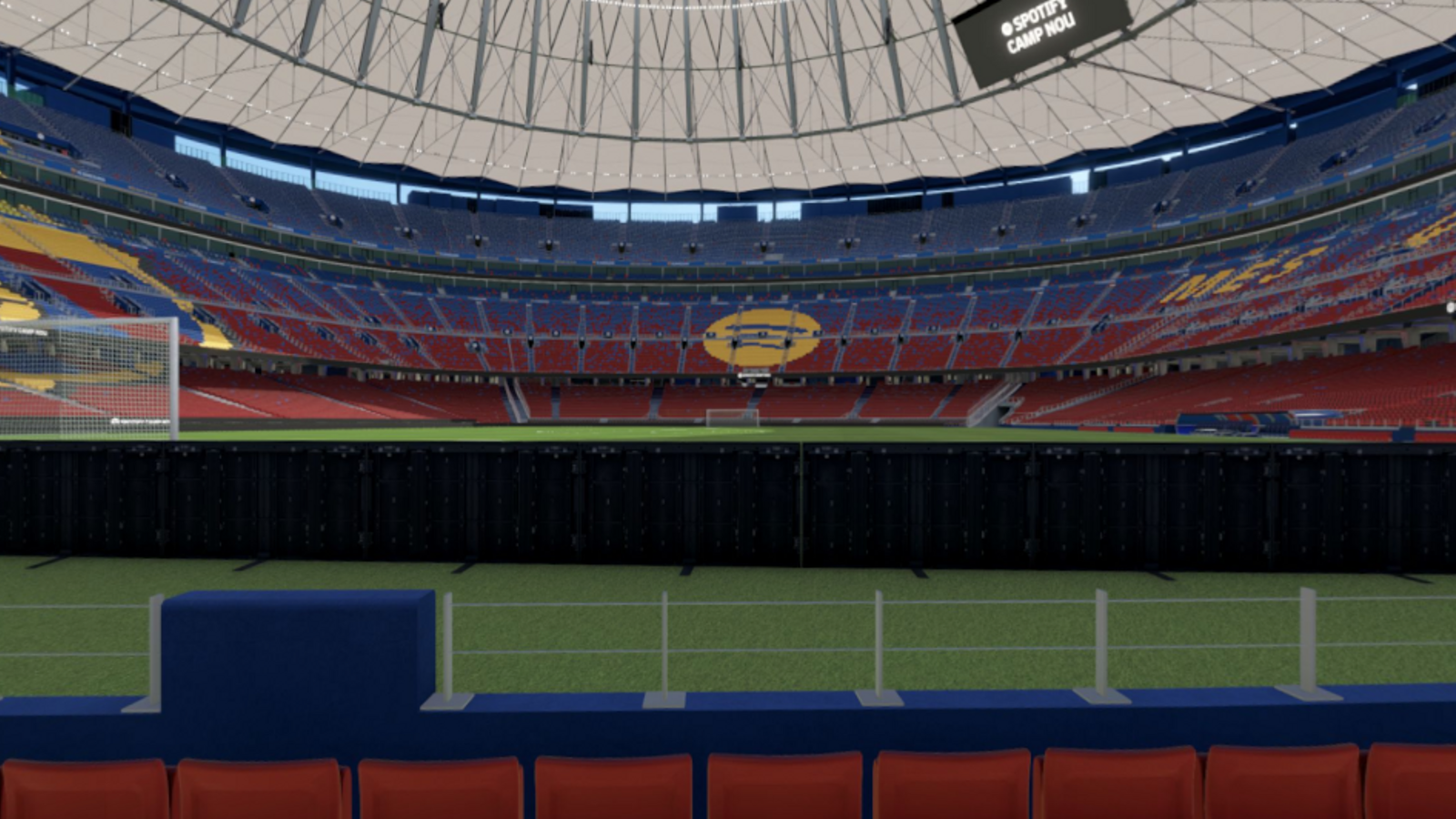 Imagen virtual de cómo se ve el fútbol desde las primeras filas del Camp Nou