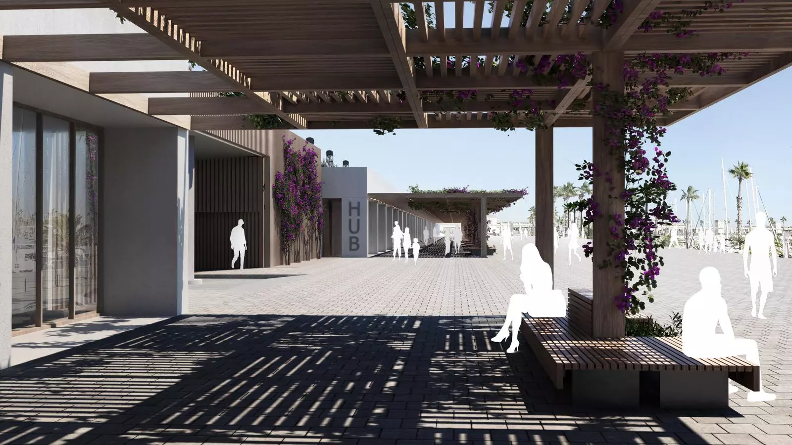 Render del Moll de Mestral que l'Ajuntament de Barcelona ha projectat al Port Olímpic, on es vol substituir l'oci nocturn per les activitats nàutiques i recreatives
