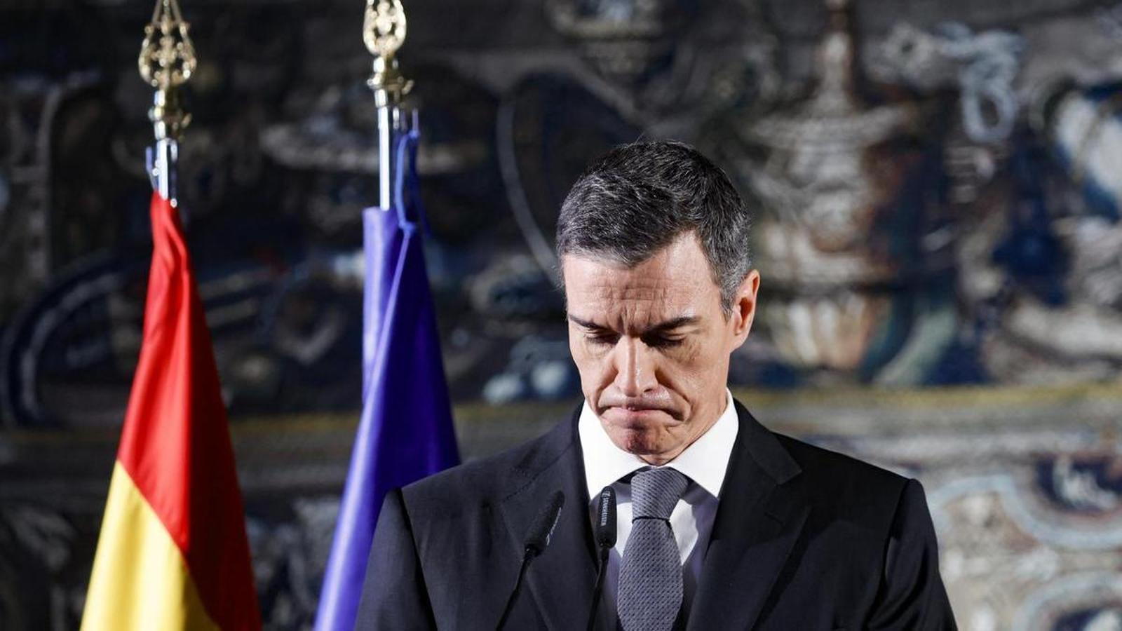 El presidente del gobierno español, Pedro Sánchez, ayer, durante una rueda de prensa en el marco de su visita al Vaticano.