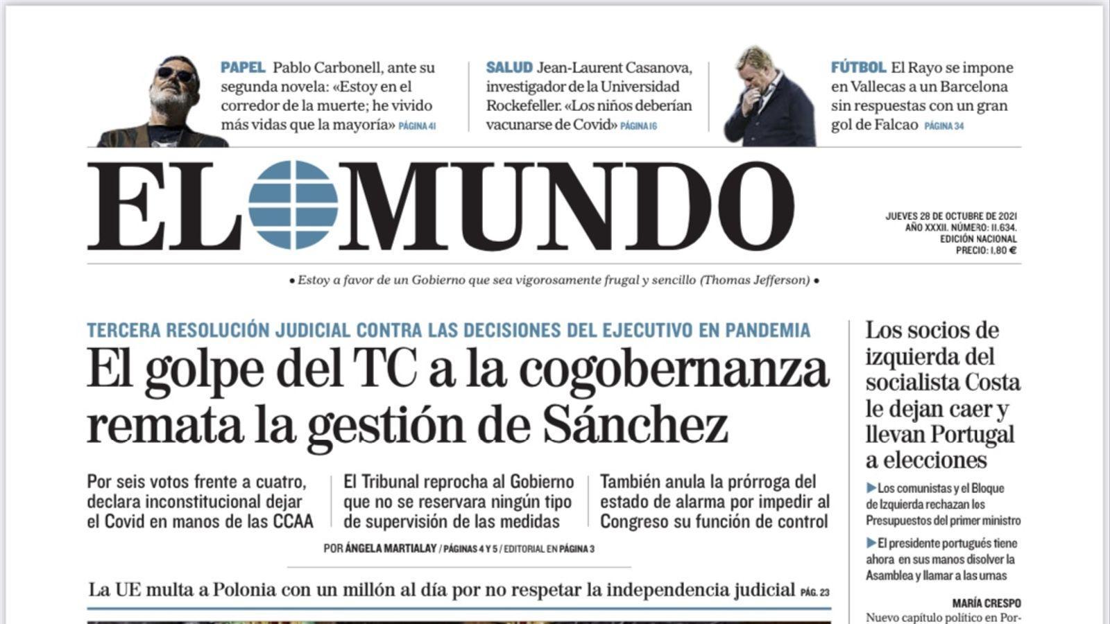 Portada 'El Mundo'