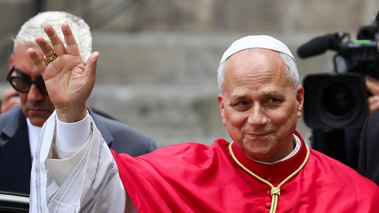 Pope Leo XIV at the midday prayers in the Cathedral of the Holy Cross and Saint Eulalia, during his apostolic journey, in Barcelona, Spain, on June 9, 2026.