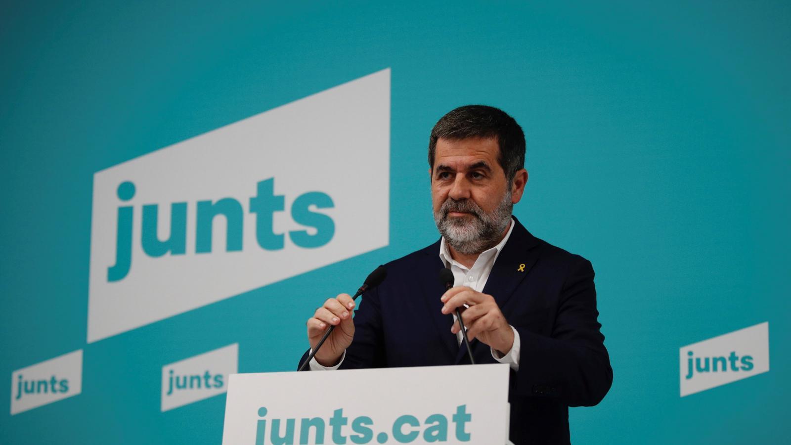 Jordi Sànchez, en roda de premsa, per valorar les negociacions dels pressupostos