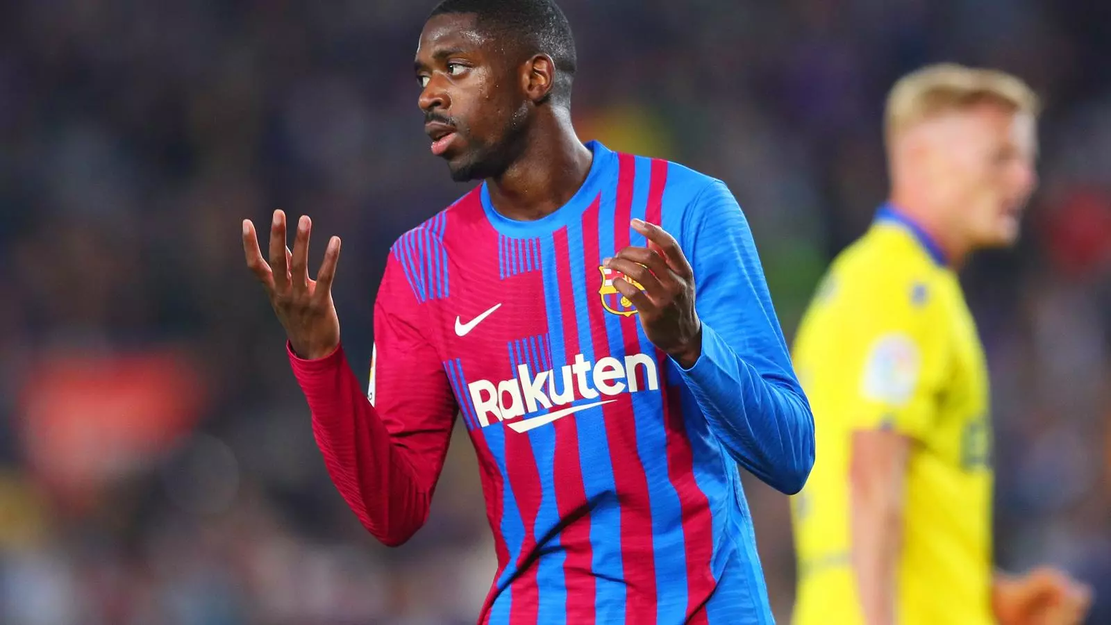 Ousmane Dembélé fallant una ocasió contra el Cadis.