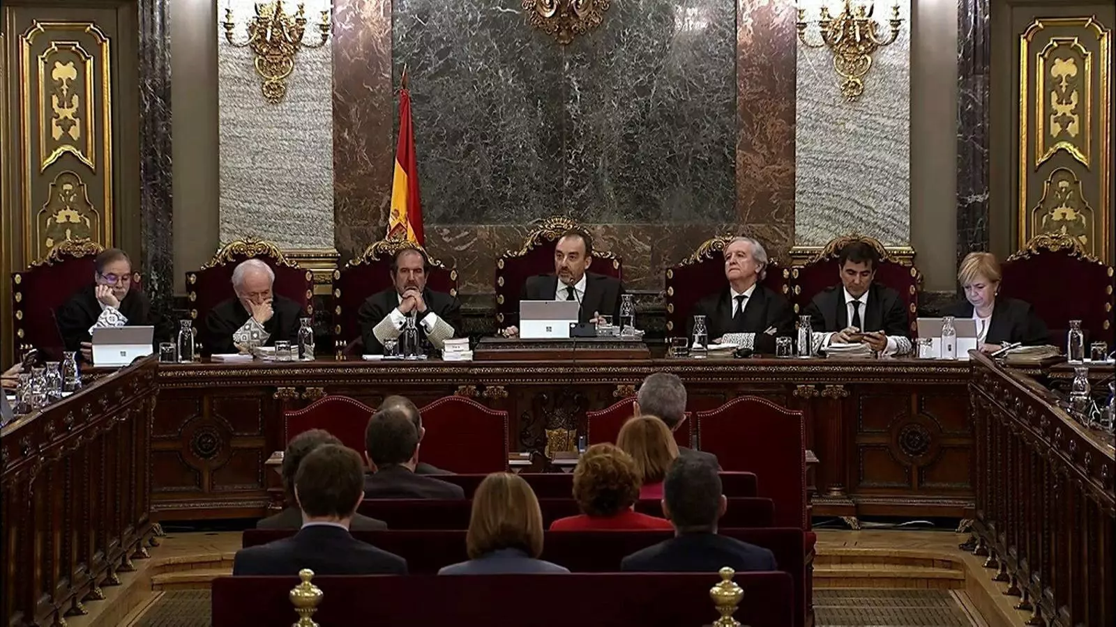 Manuel Marchena ahir en una intervenció durant la 48a sessió del judici del Procés.