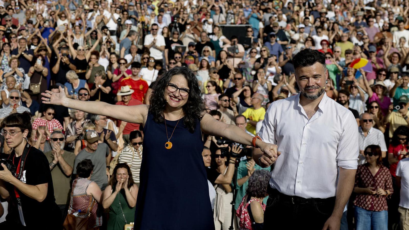 Mònica Oltra y Gabriel Rufián en el acto conjunto en Valencia