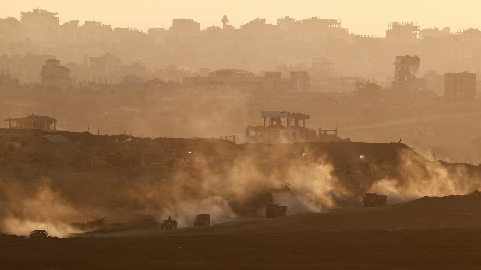 An Israeli military convoy in Gaza.
