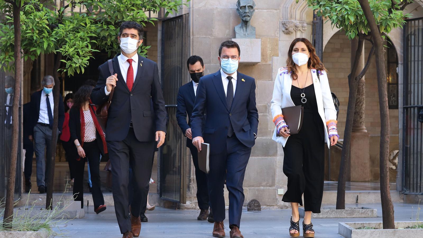 Vice-president Puigneró, president Aragonès and councillor Vilagrà this Wednesday.