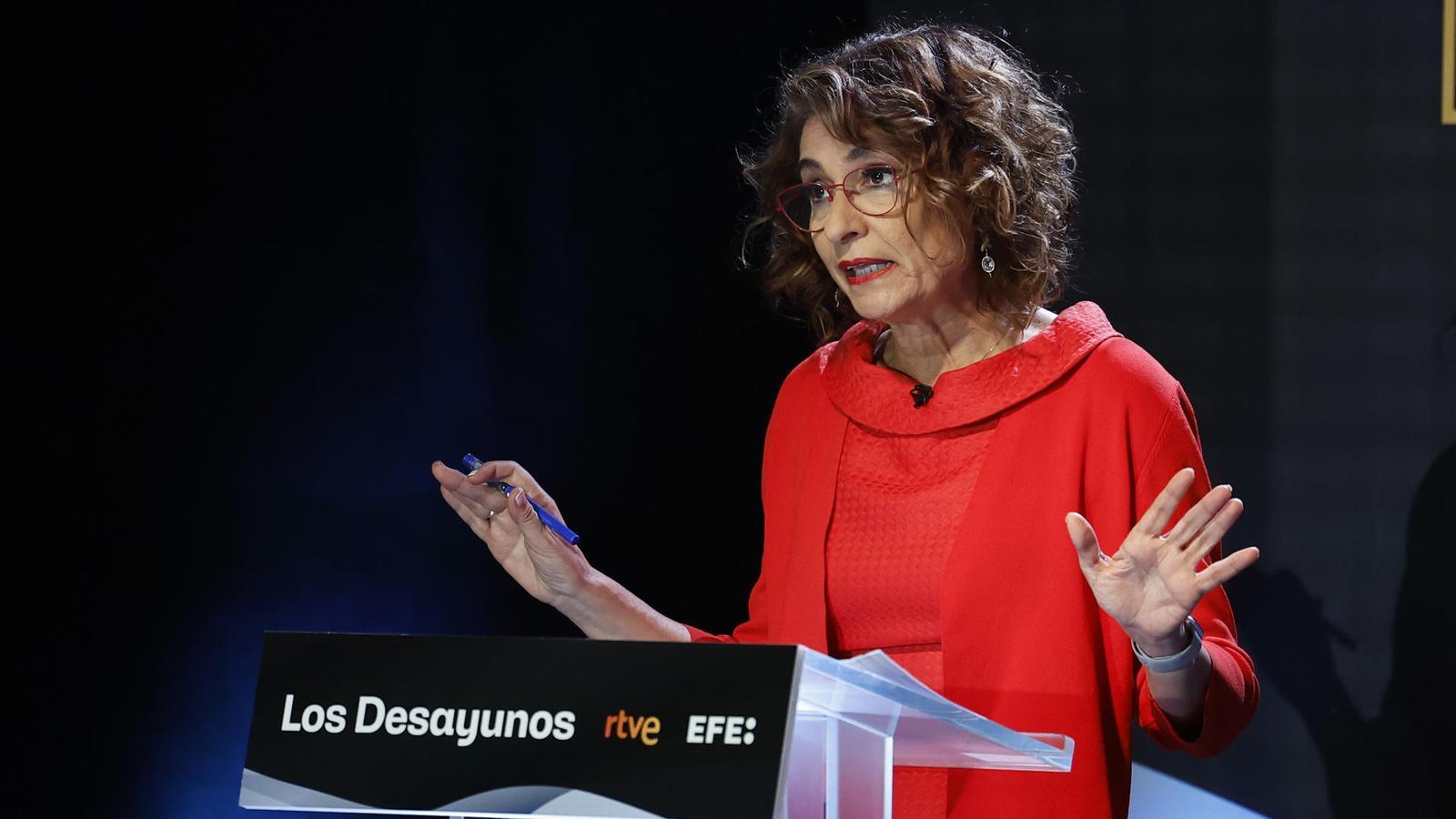 María Jesús Montero speaks at 'Los Desayunos' on RTVE and EFE at the Casa de América in Madrid