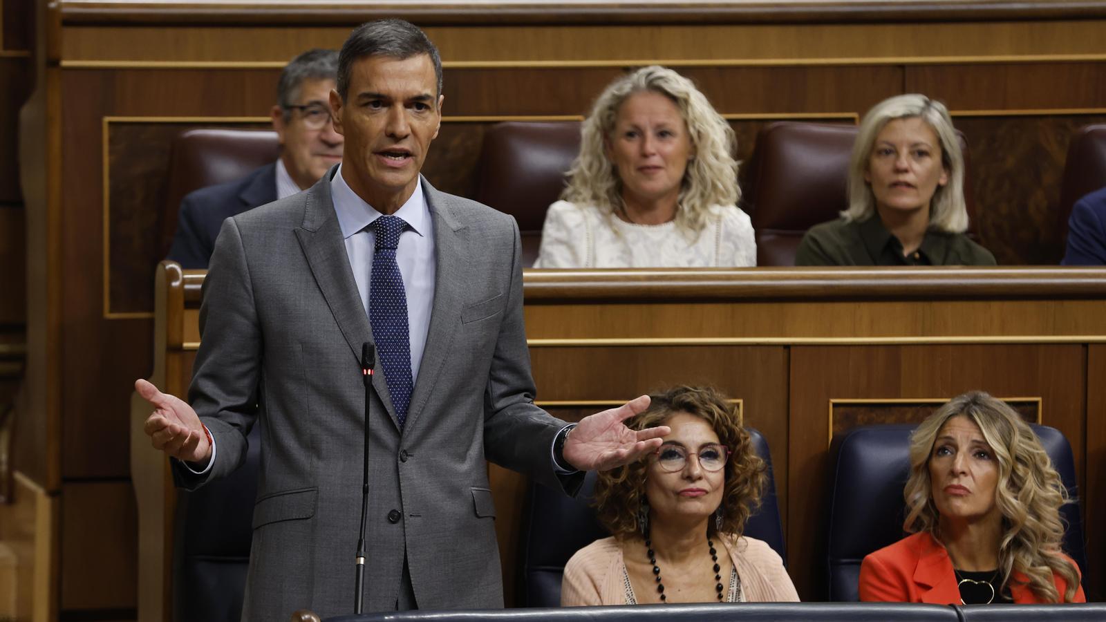 Spanish President Pedro Sánchez during the control session in Congress.