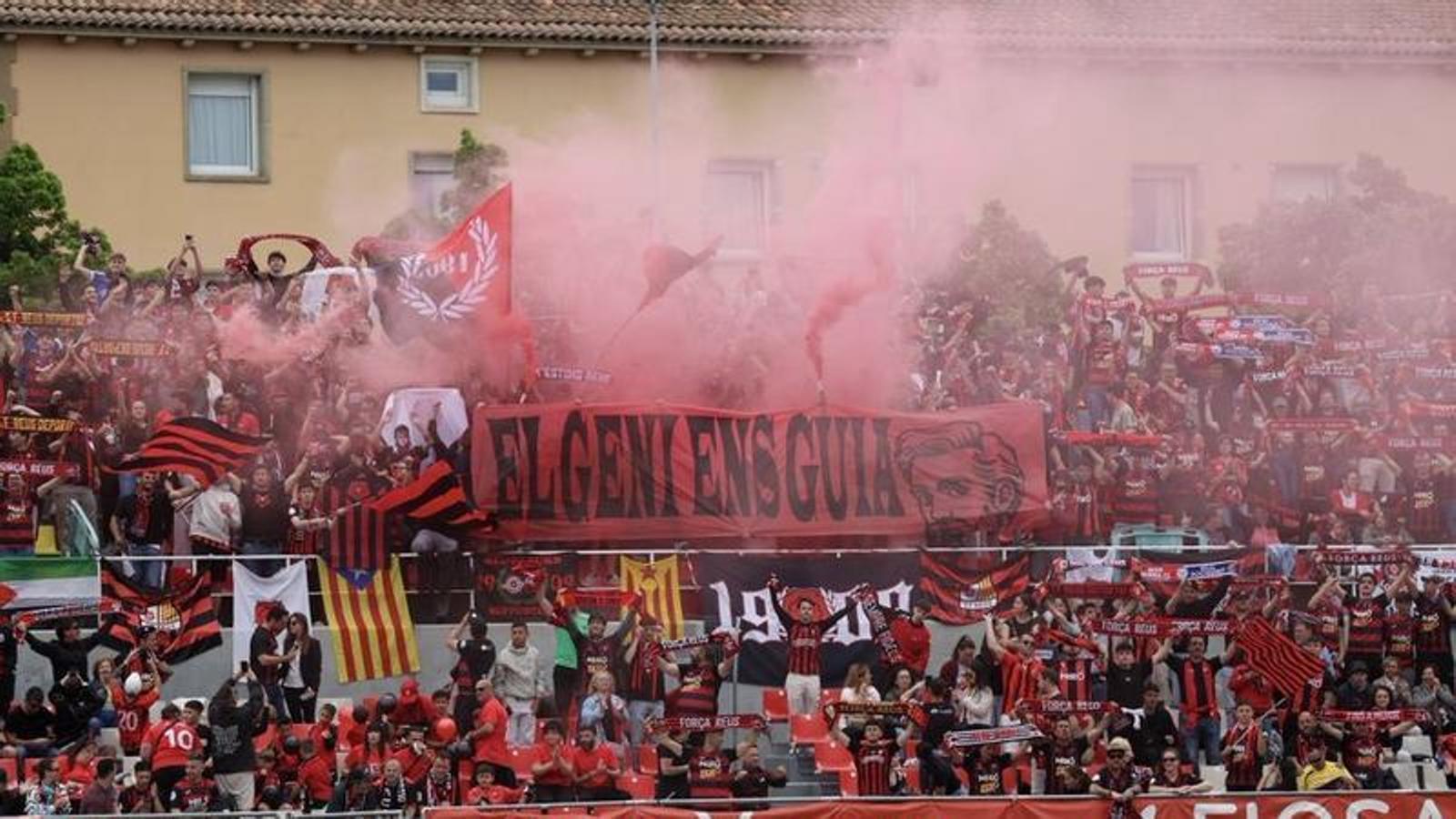 The Reus fans, at the Terrassa ground