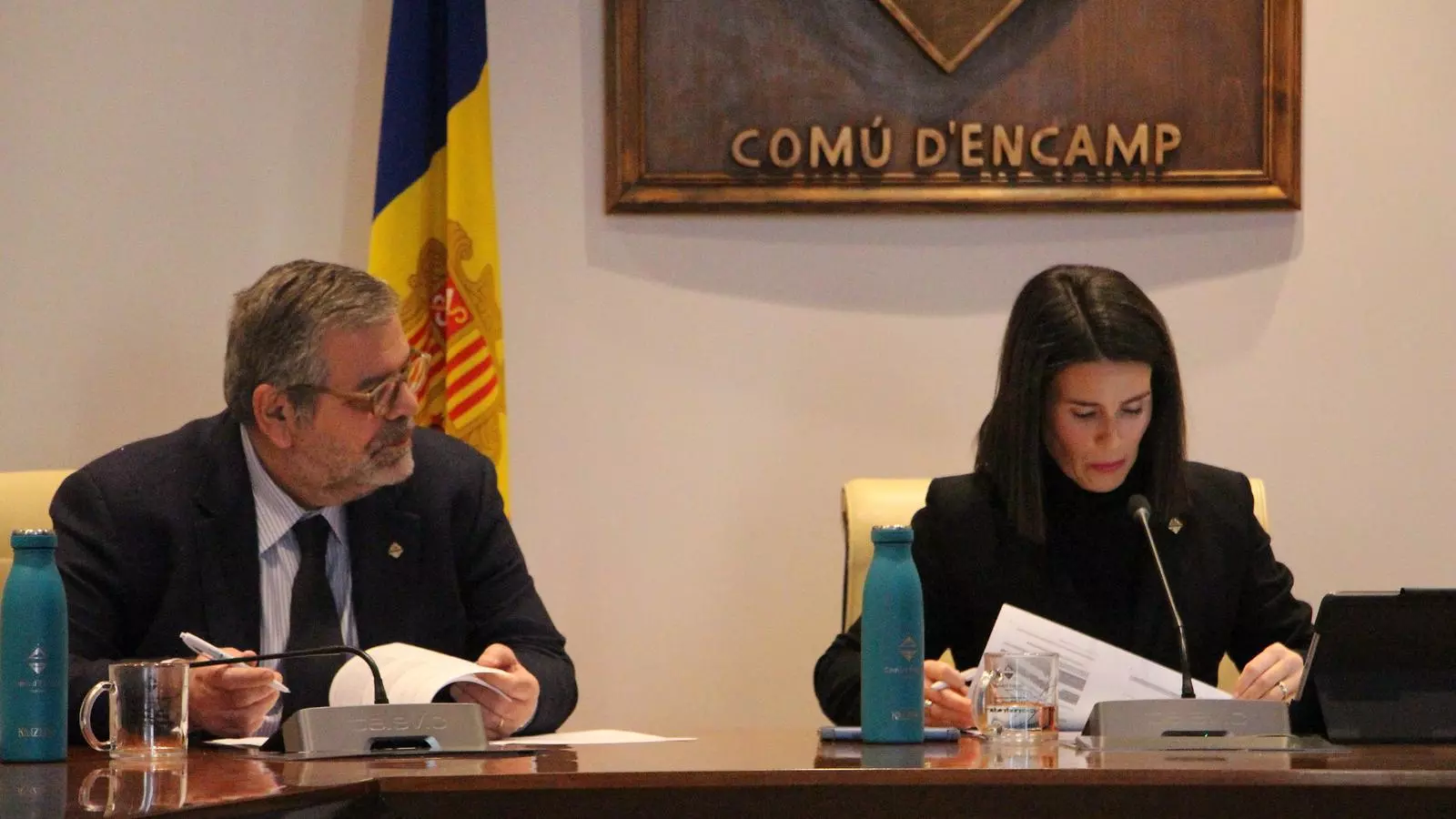 Els cònsol d'Encamp, Laura Mas i Jean Michel Rascagneres.