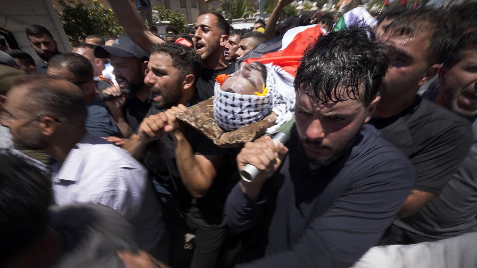 The burial of Saif Mussalet and Mohamed al-Shalabi, two Palestinians killed by settler violence in Masafer Yatta.