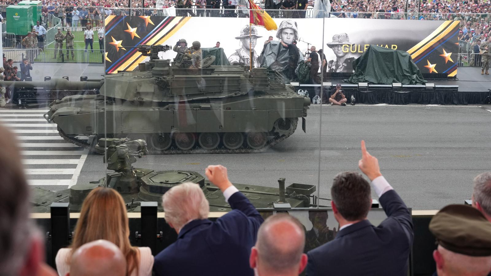 President Donald Trump and First Lady Melania Trump attend a celebration of the military's 250th anniversary on the National Mall in Washington, DC, U.S., June 14, 2025.