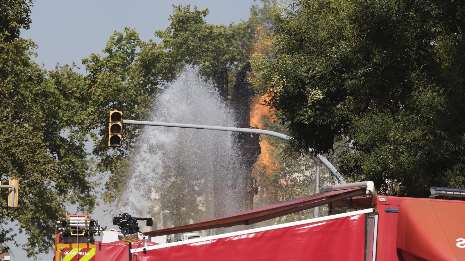 The fire caused by the gas leak, still burning this morning