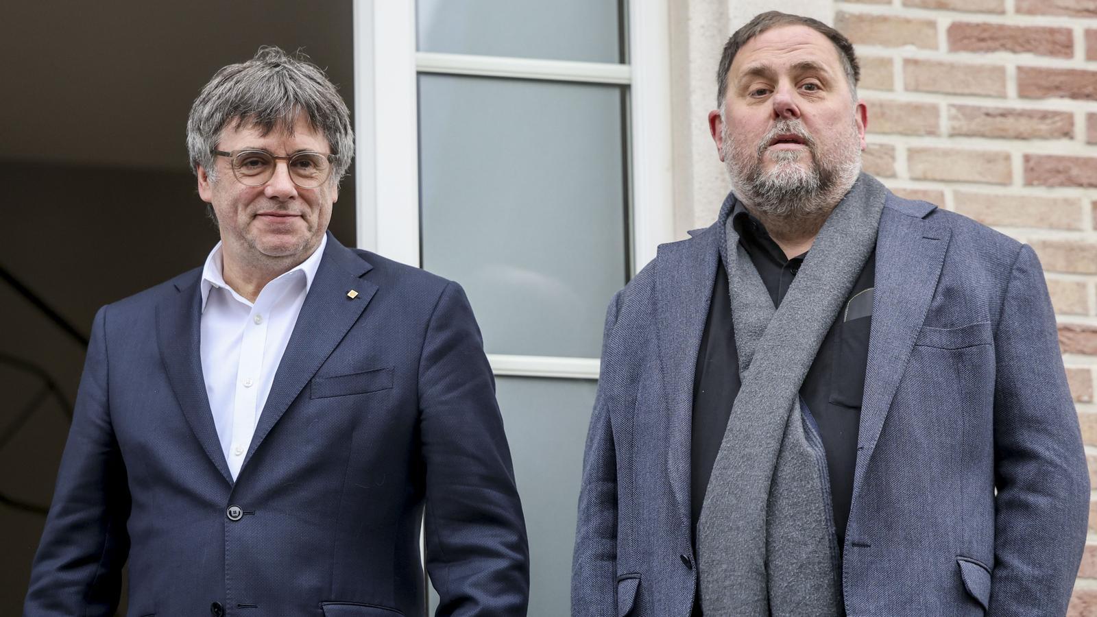 Carles Puigdemont and Oriol Junqueras in Waterloo in a file image.