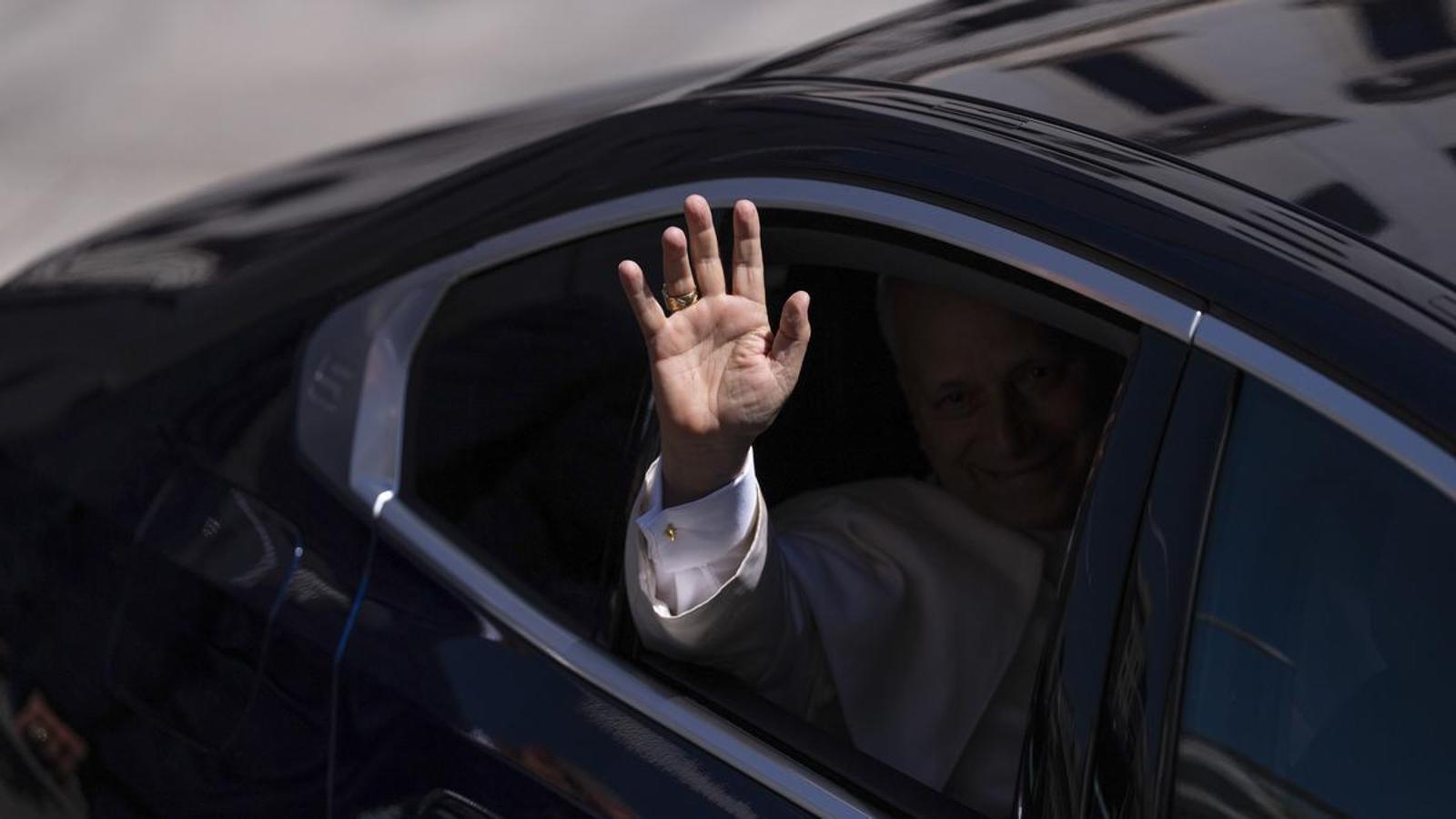 El papa León XIV, a la salida del Congreso de los Diputados, lunes 8 de junio de 2026.