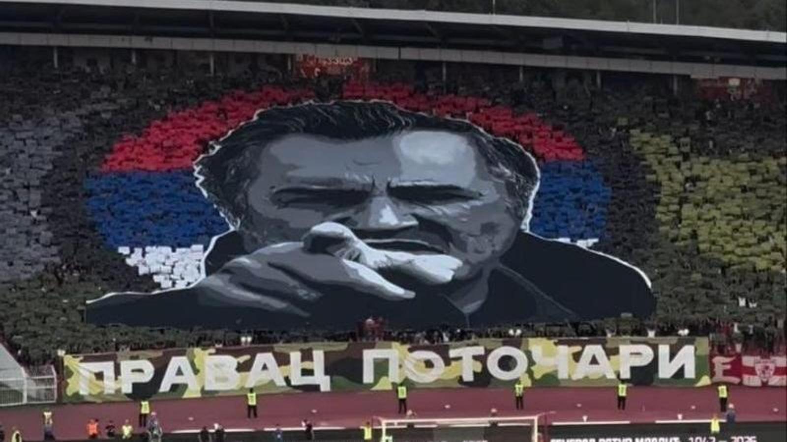 Homage to Ratko Mladic at the Red Star Belgrade stadium