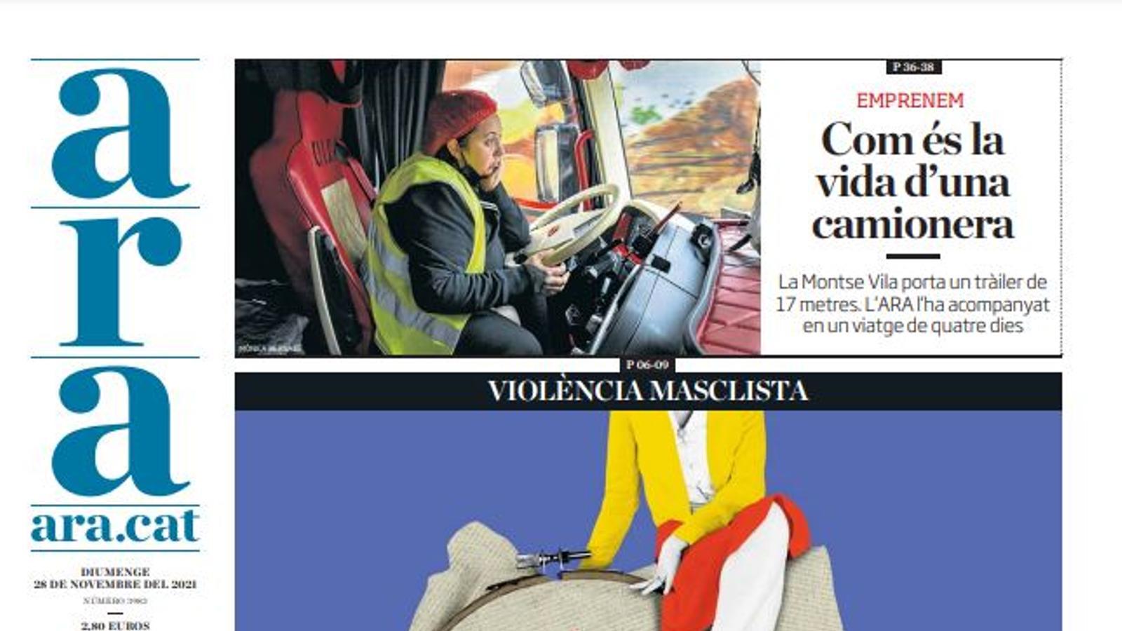 La portada de l'ARA d'aquest diumenge, 28 de novembre del 2021