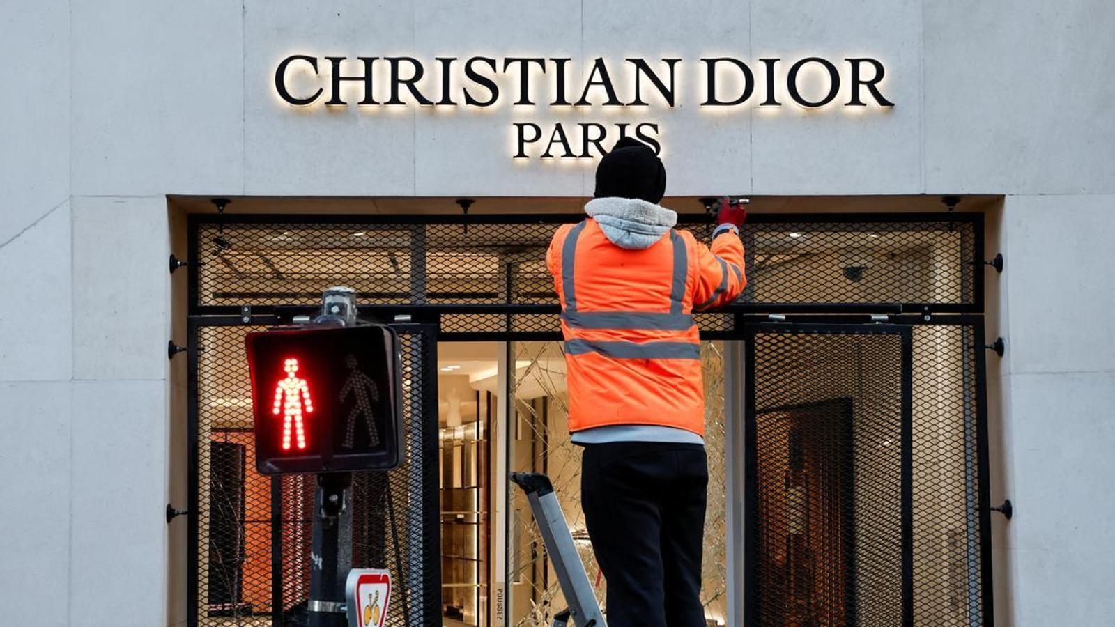 Repair of a Christian Dior store damaged in the nationwide demonstrations against the cost of living and the rise in fuel prices in Paris, France.