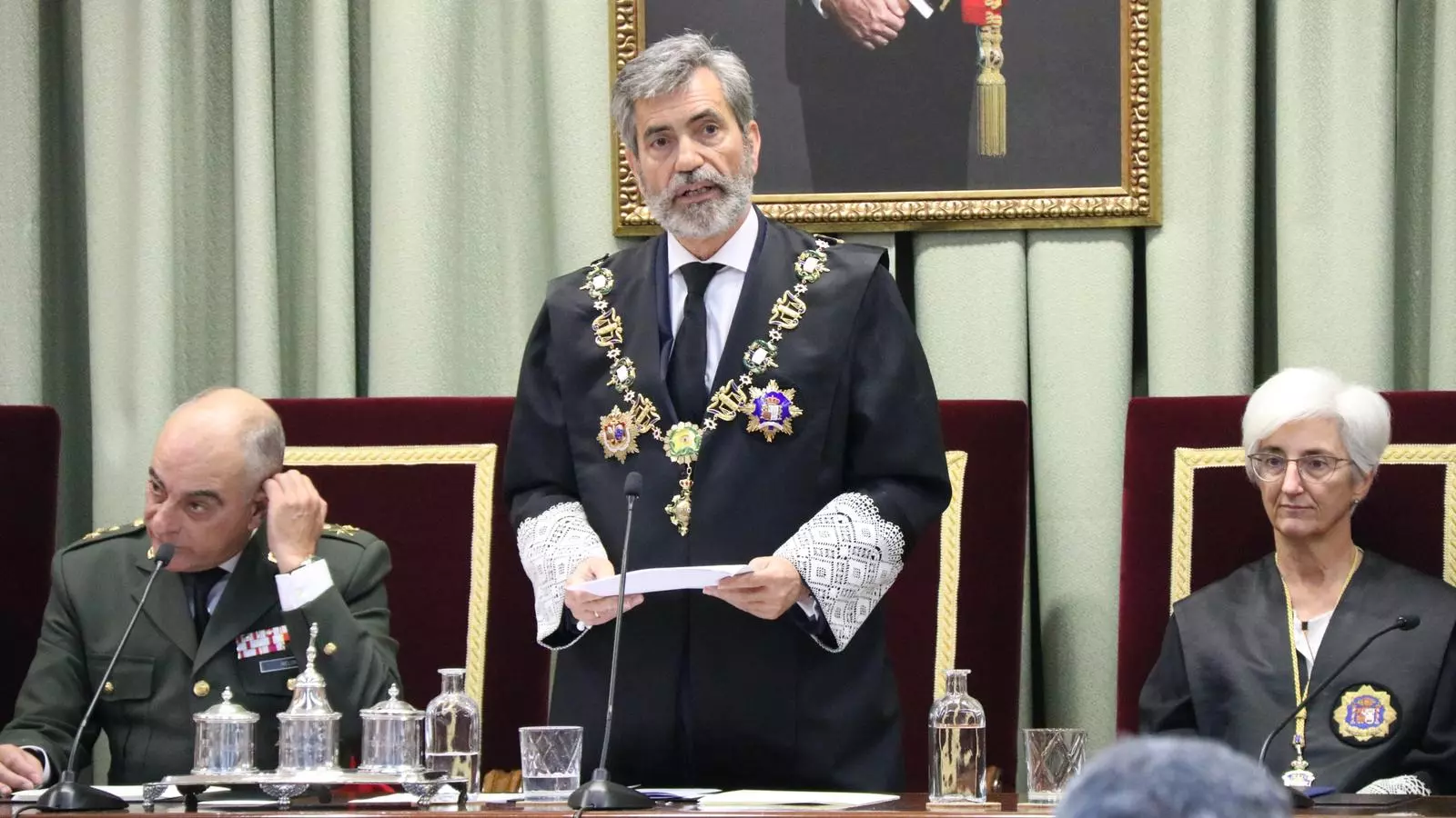 El president del CGPJ, Carlos Lesmes, durant l'acte d'obertura de l'Any Judicial Militar