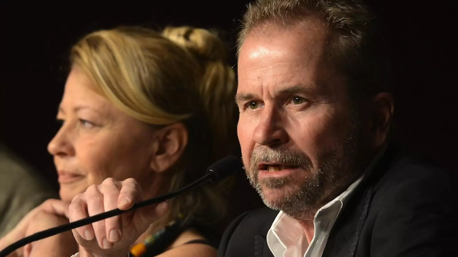 El director Ulrich Seil i l'actriui l'actriu Margarete Tiesl aquest matí al Festival de Canes