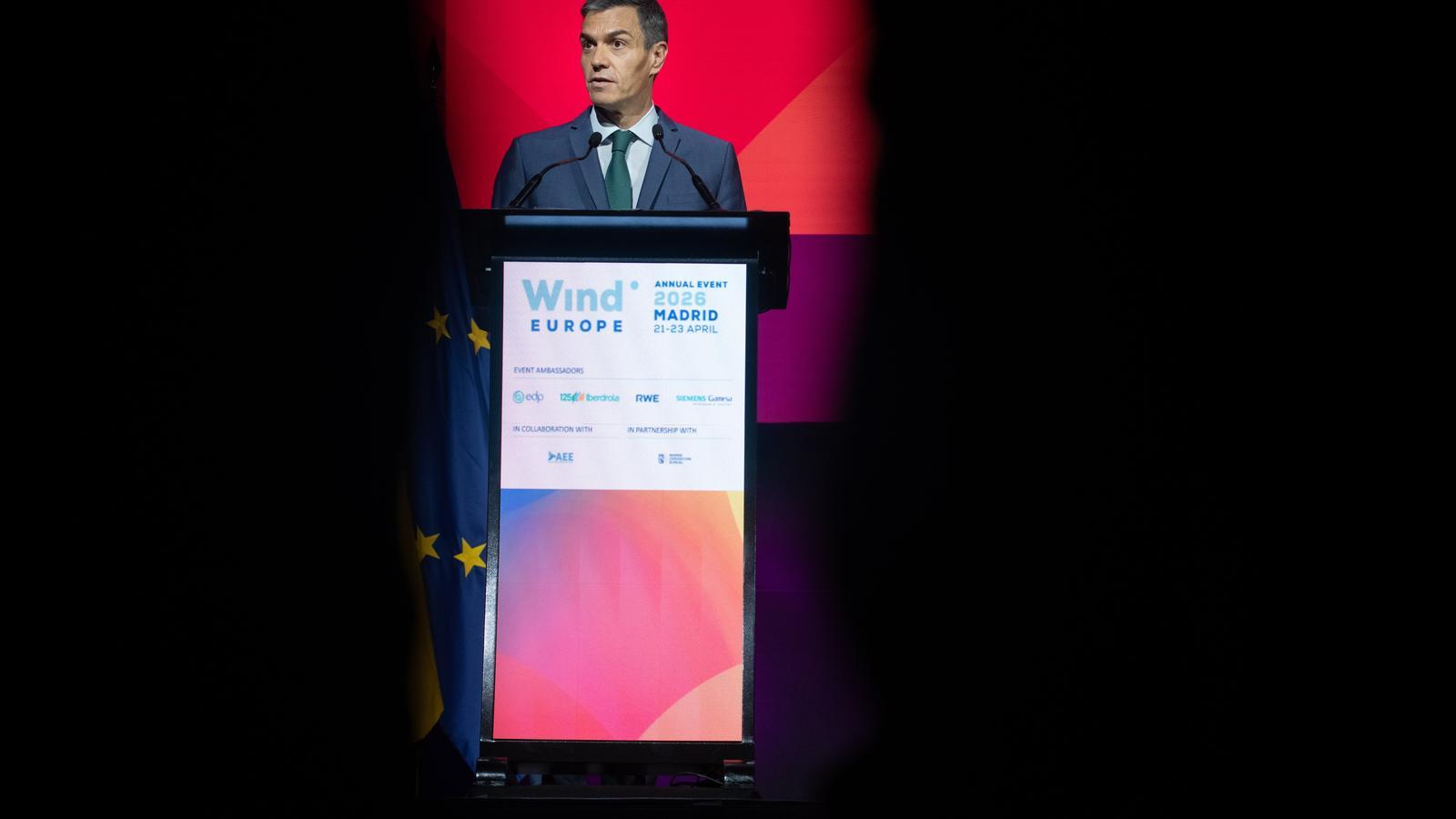 The president of the Spanish government, Pedro Sánchez, during the inauguration of Windeurope 2026.