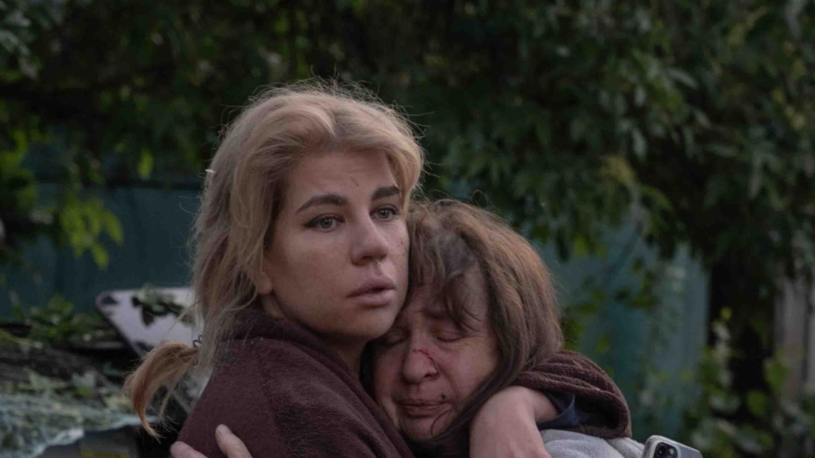 Two victims of the Russian attack on Kiev on Monday.
