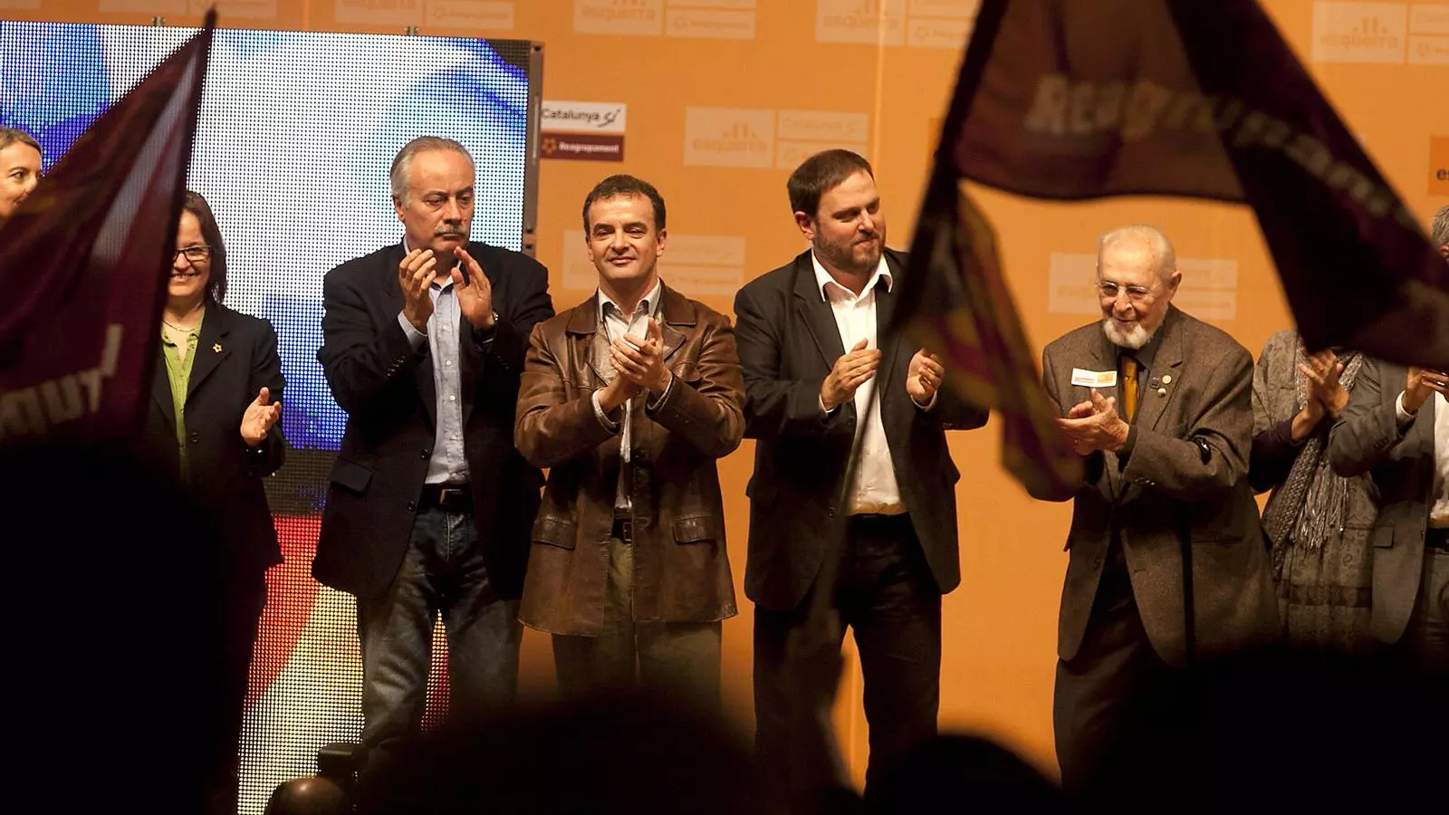 El líder de RCat, Joan Carretero, i el d'ERC, Oriol Junqueras, van coincidir en nombrosos actes de la coalició que Alfred Bosch va liderar a les estatals.