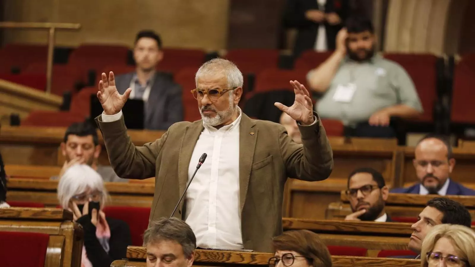 El cap de files de Cs, Carlos Carrizosa, durant la sessió de control al president de la Generalitat