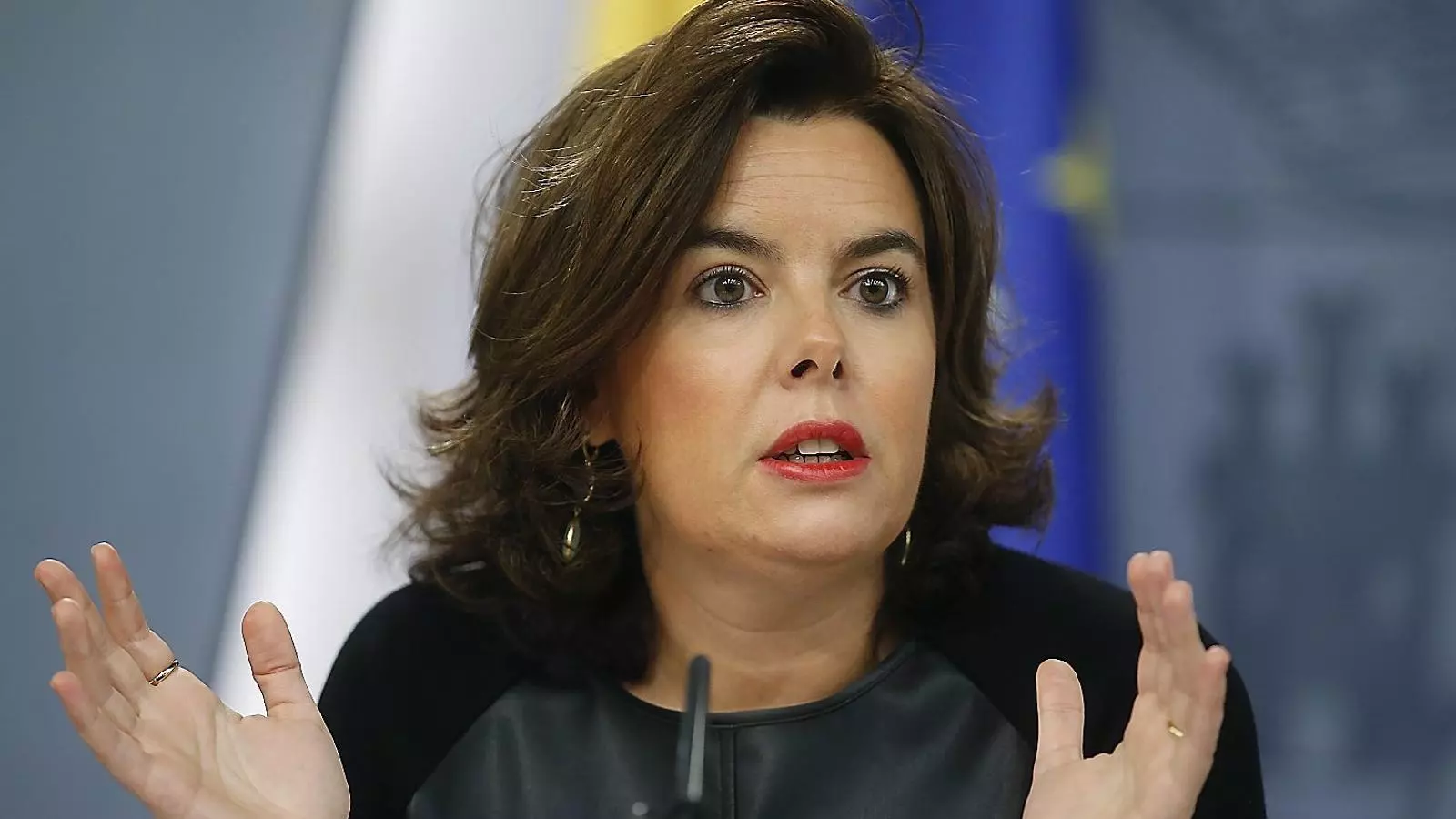 La vicepresidenta del govern espanyol, Soraya Sáenz de Santamaría, en la roda de premsa posterior al consell de ministres.