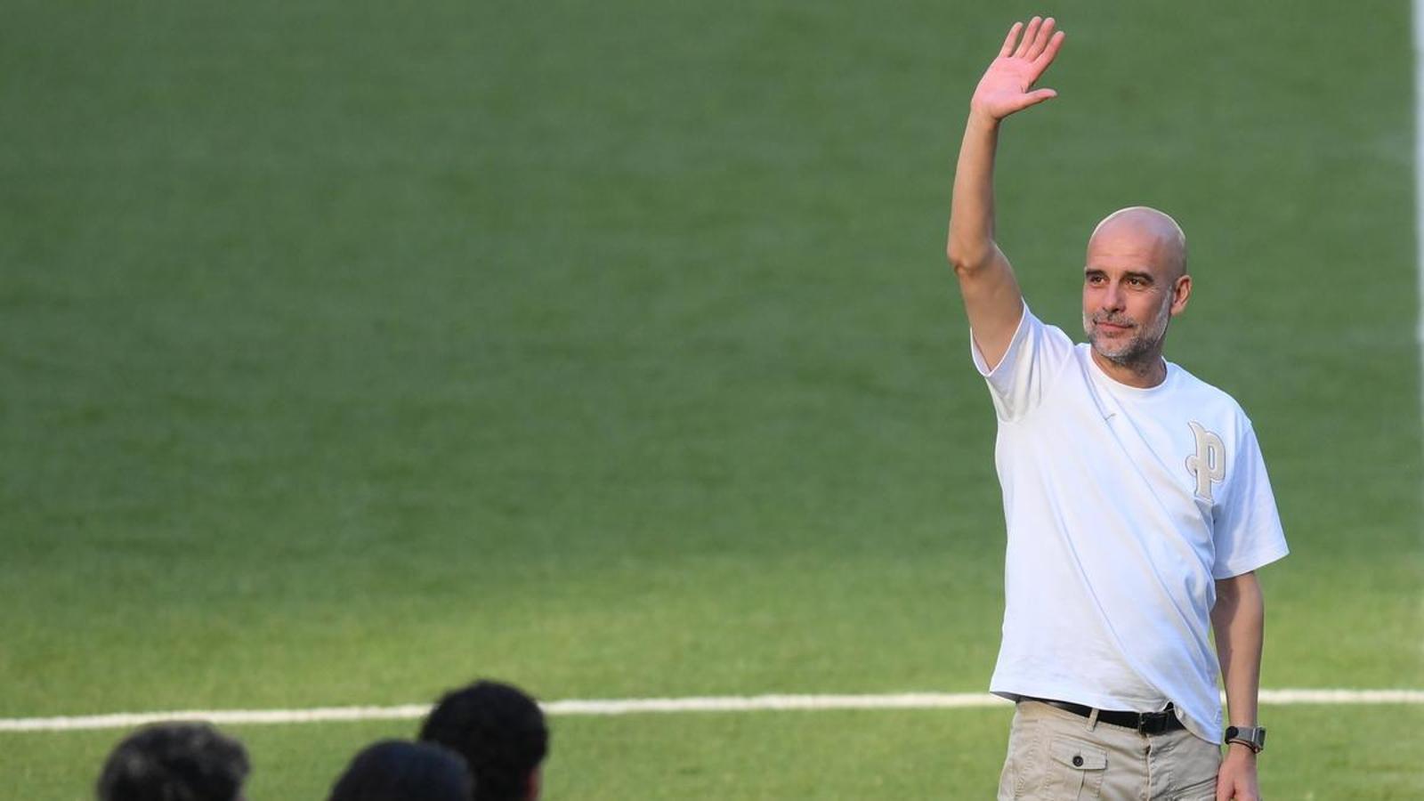 Pep Guardiola a la cerimònia de comiat a Manchester, el 24 de maig de 2026.