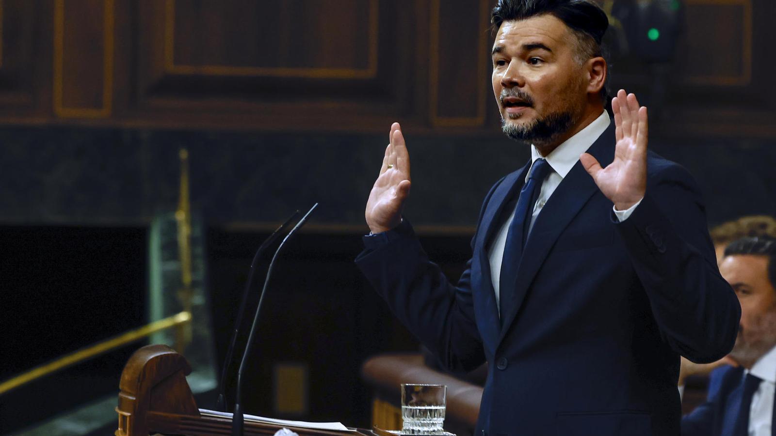 Gabriel Rufián durante su intervención en el pleno del Congreso