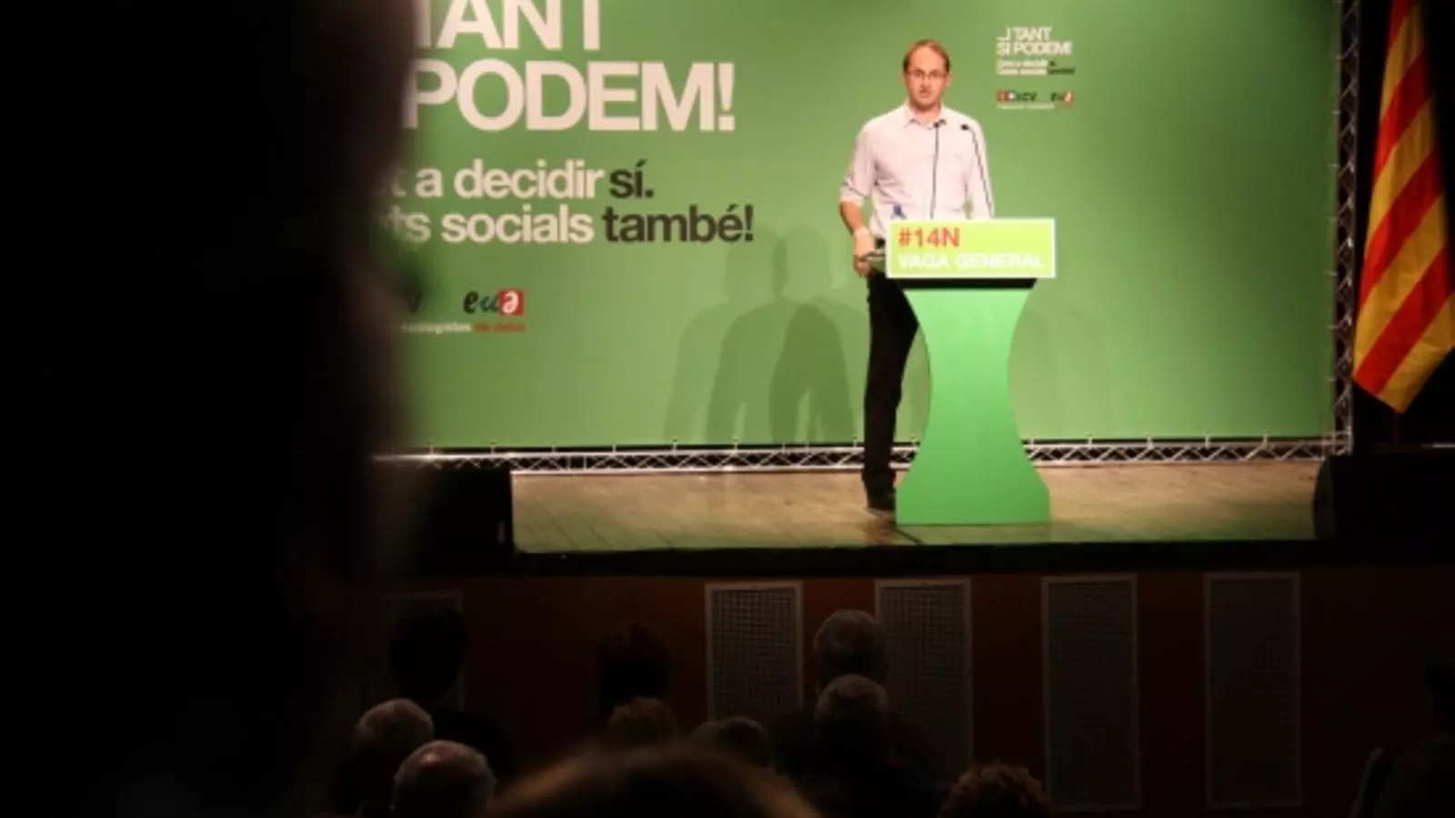 Joan Herrera, durant un míting d'Iniciativa a Sant Joan de Vilatorrada
