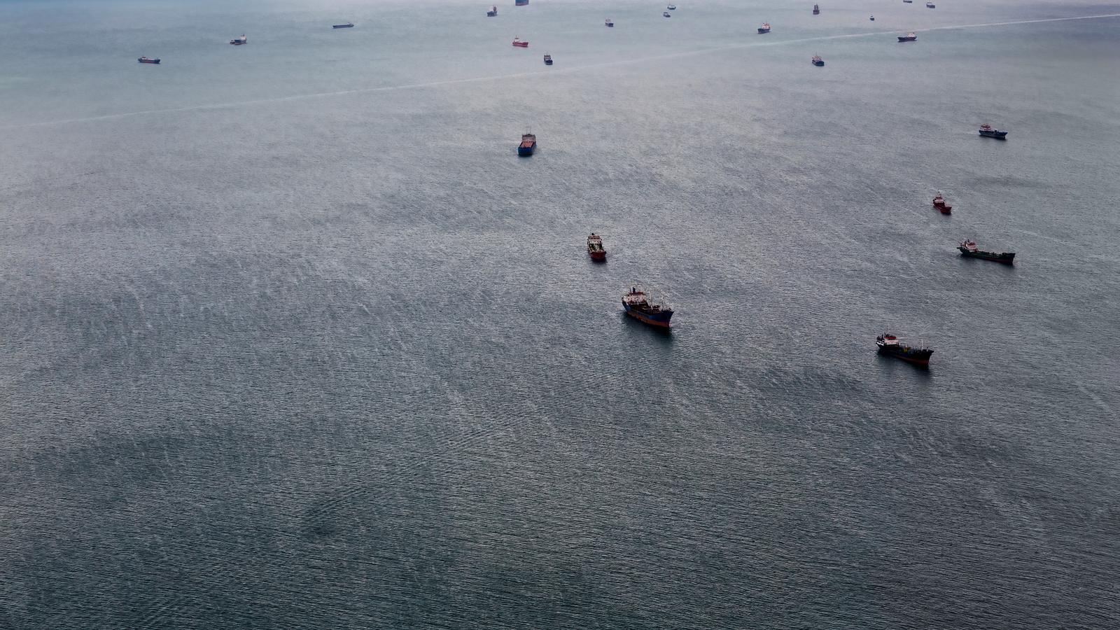 Merchant ships at sea
