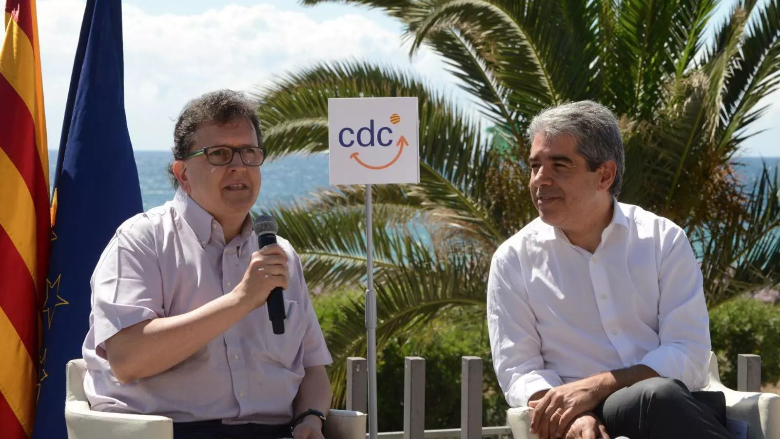 Francesc Homs i Jordi Tolrà, durant l'acte matinal de Convergència