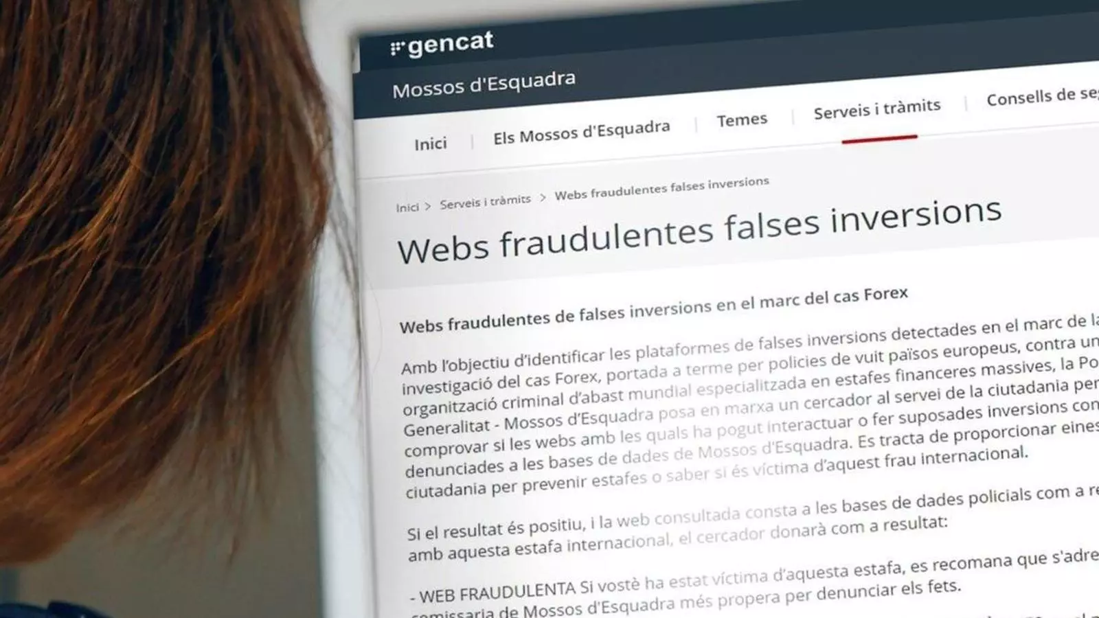 Els Mossos publiquen el cercador de webs fraudulentes d'inversions