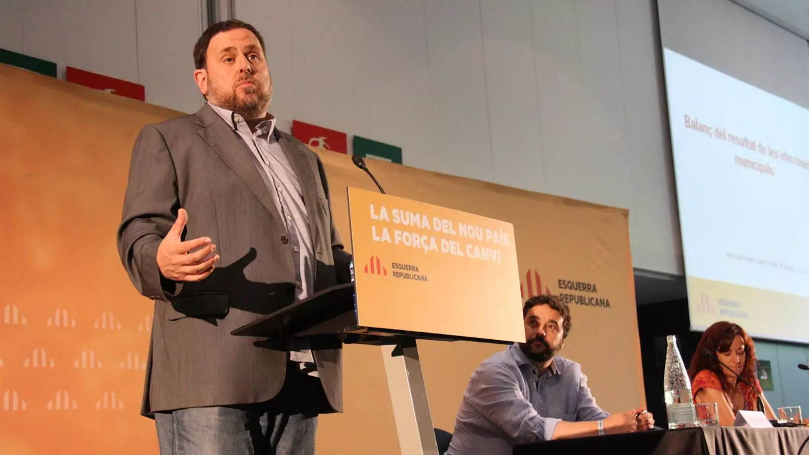 Oriol Junqueras, aquest dissabte durant la inauguració de les jornades sobre el lideratge d'ERC als nous ajuntaments / ARA