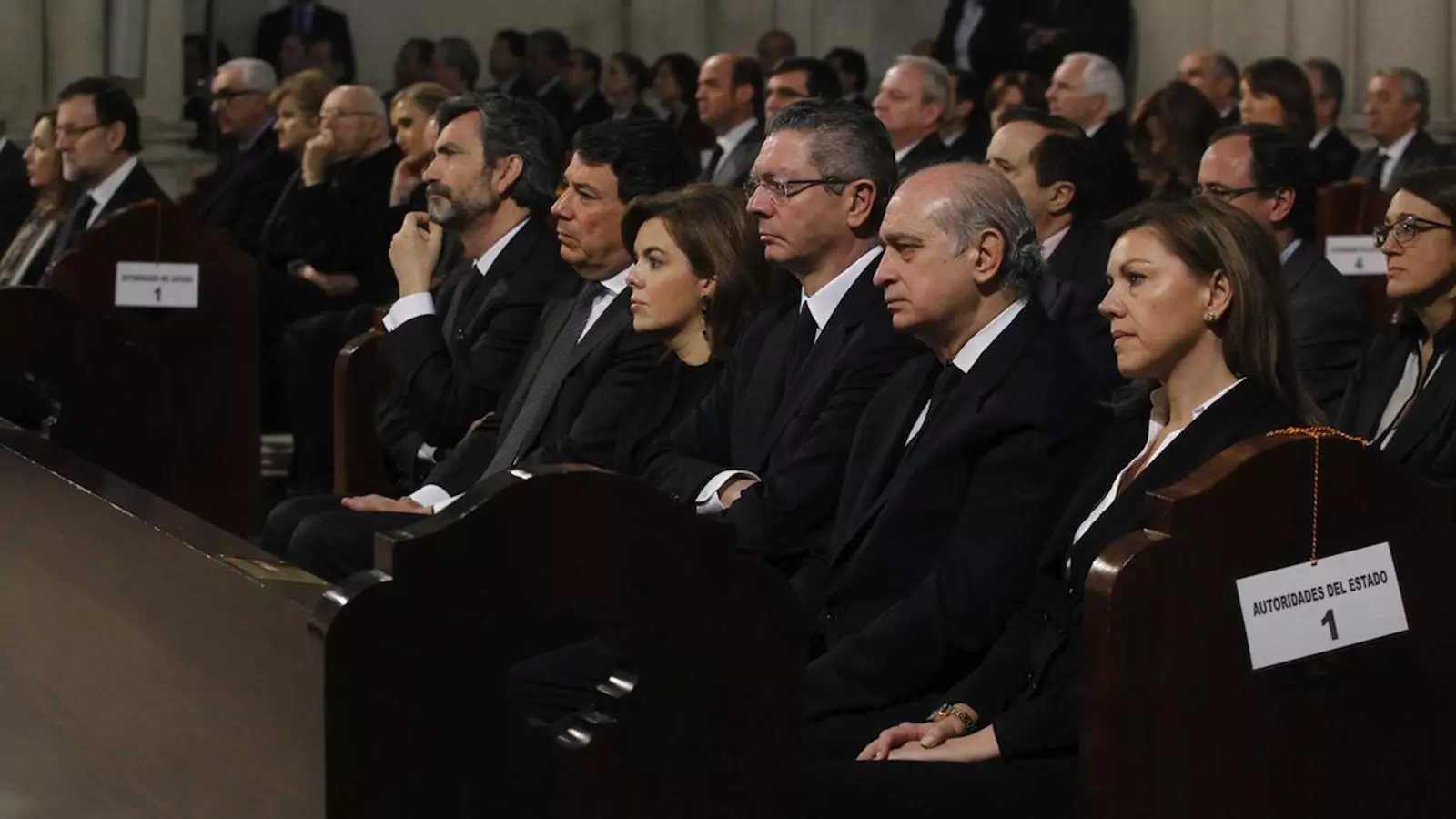 Rajoy, Sáenz de Santamaría, Fernández Díaz i Gallardón, entre les autoritats a l'Almudena / EFE