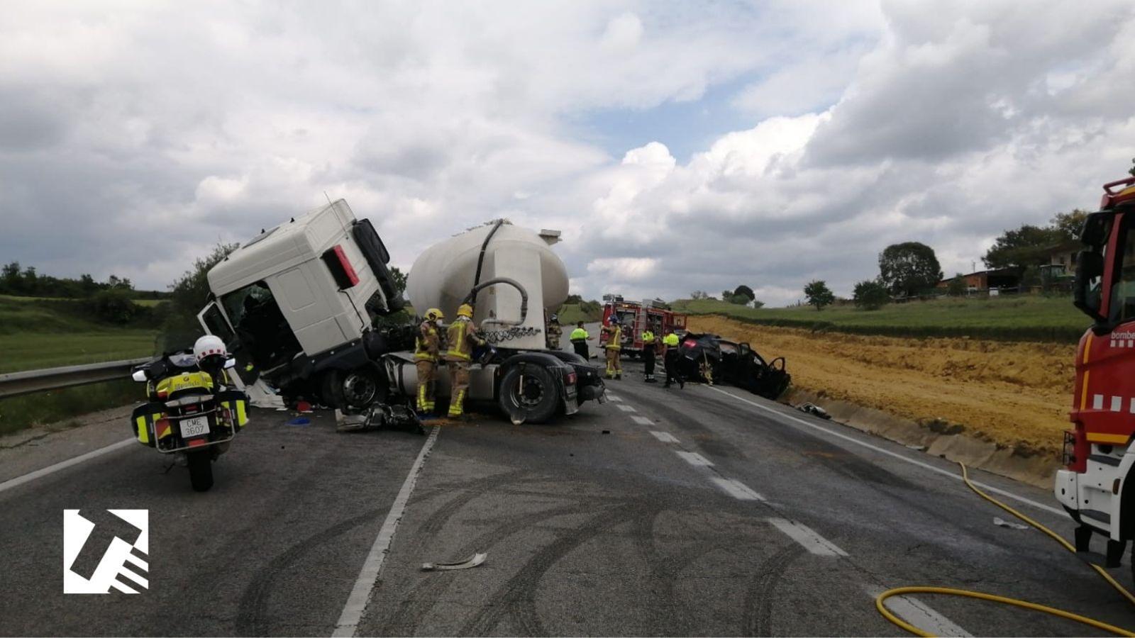 Un dels accidents mortals de trànsit d'aquest 2021 en una imatge cedida pel Servei Català del Trànsit