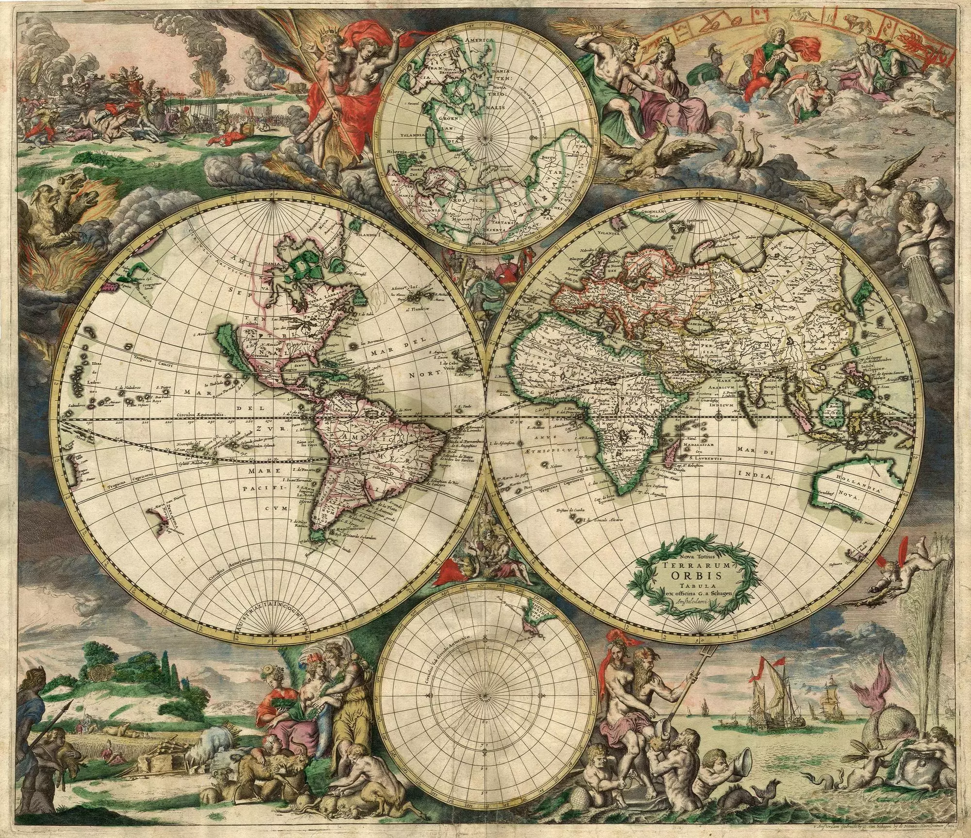 Mapa del món el 1689, segons Gerard van Schagen